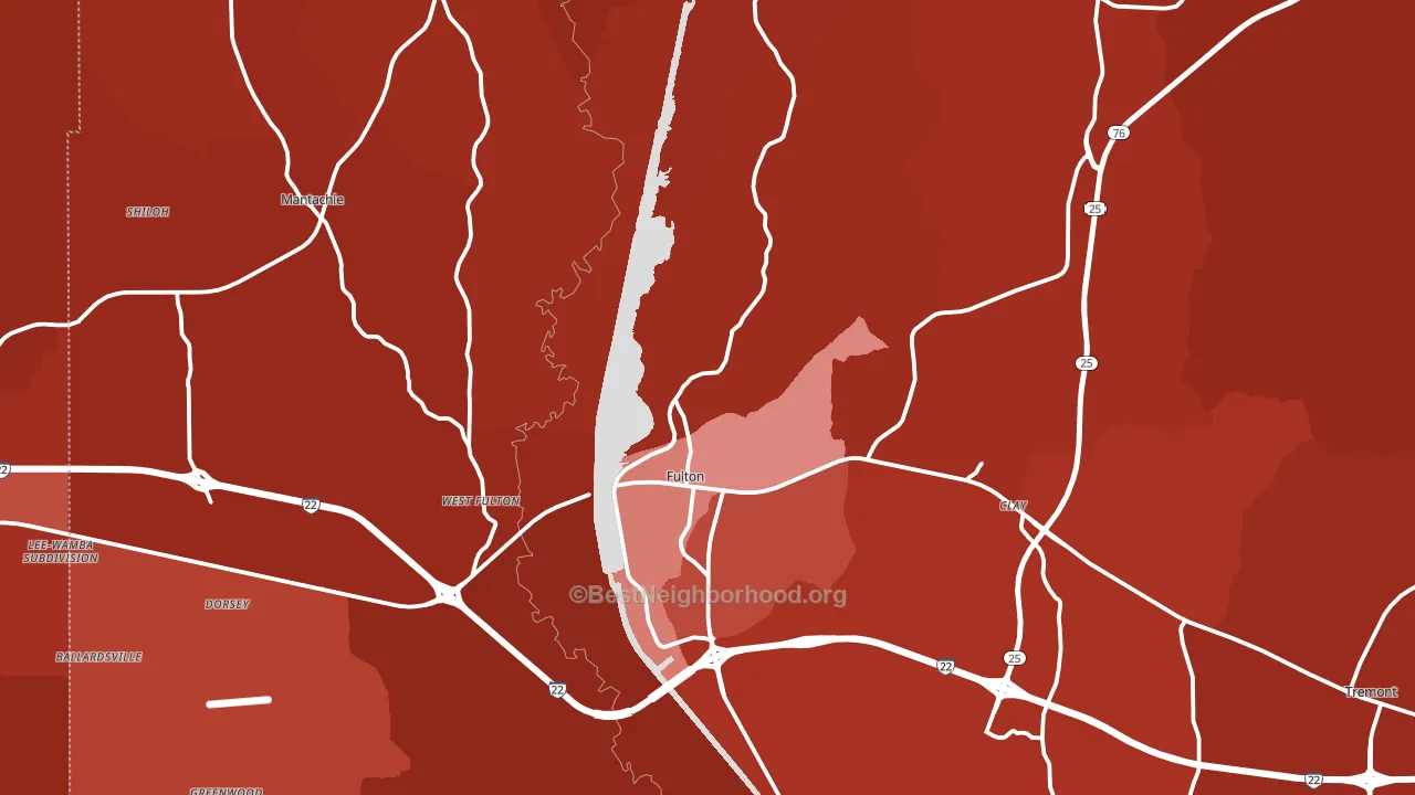 Itawamba County, MS block-group political-lean map