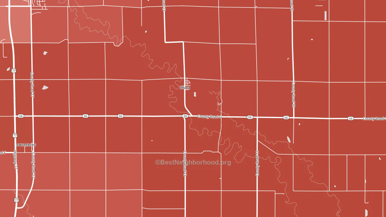 Ithaca, NE block-group political-lean map