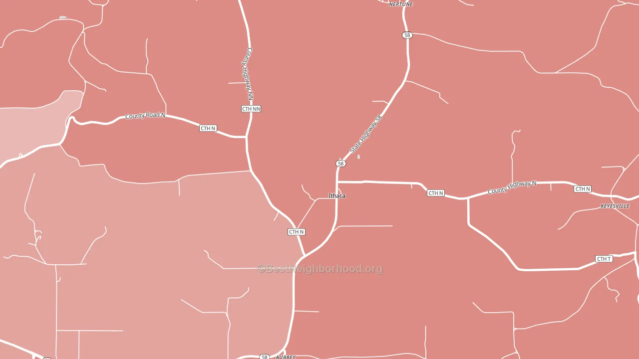 Ithaca, WI block-group political-lean map