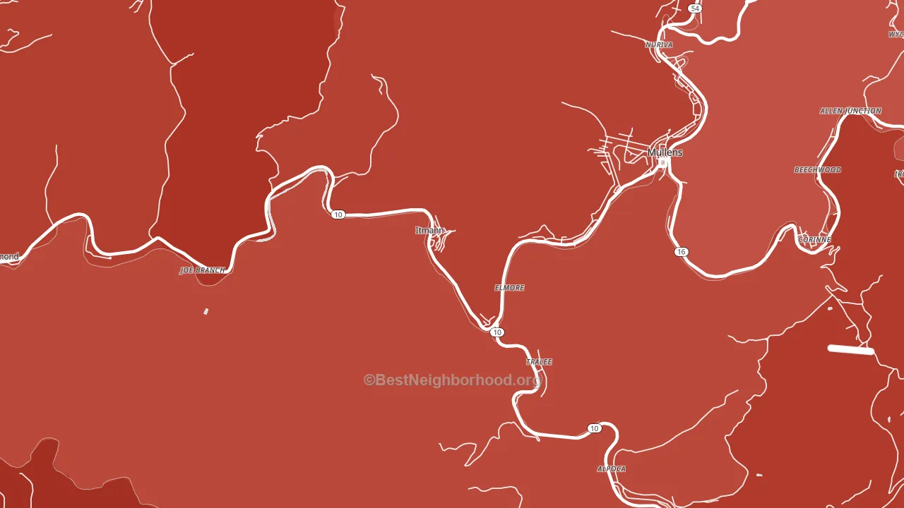 Itmann, WV block-group political-lean map