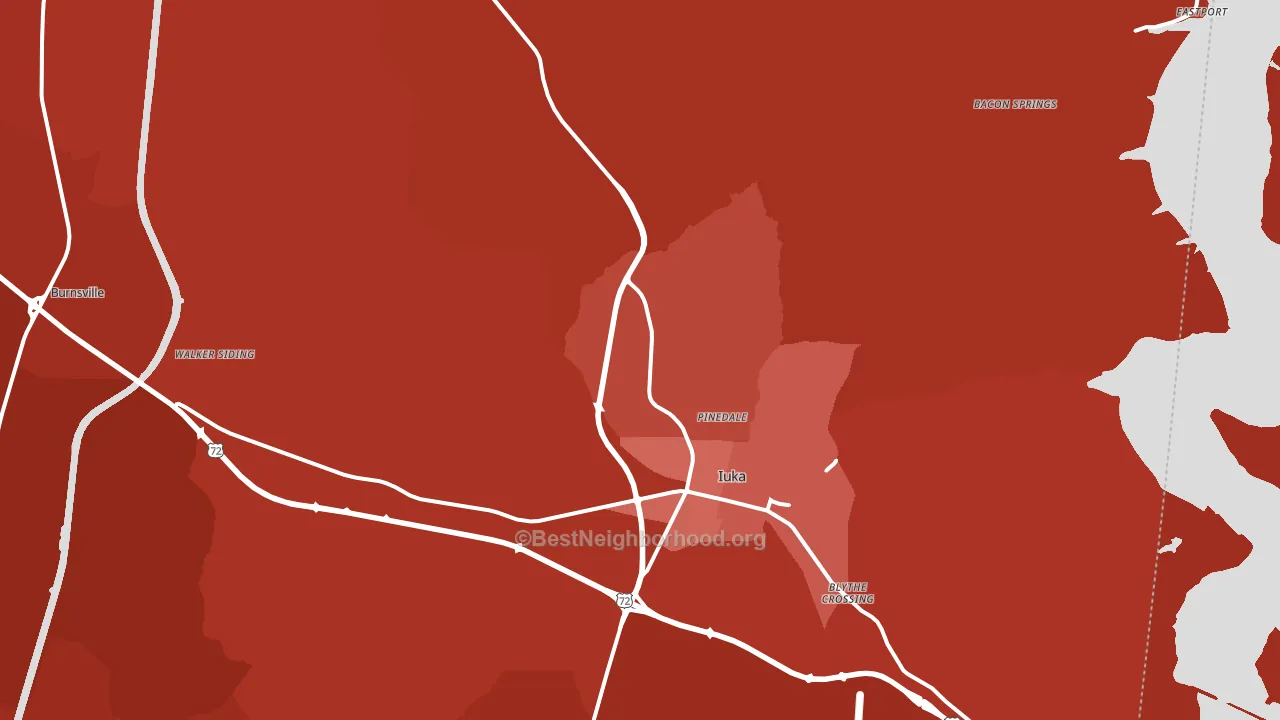 Iuka, MS block-group political-lean map
