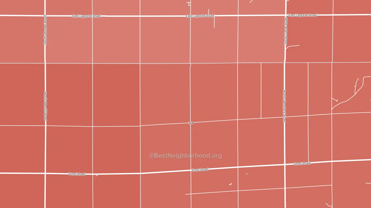 Iva, MI block-group political-lean map