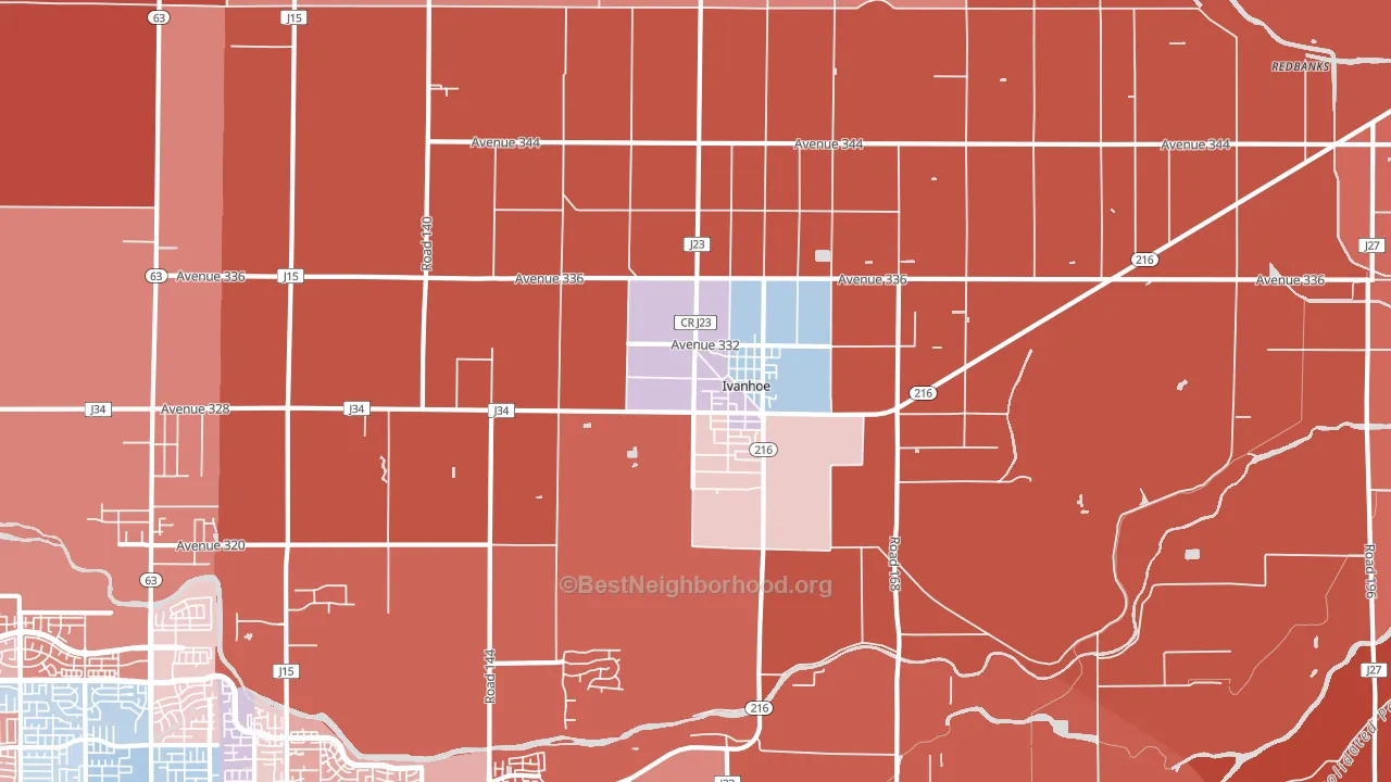 Ivanhoe, CA block-group political-lean map