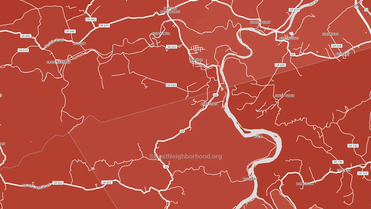Ivanhoe, VA block-group political-lean map