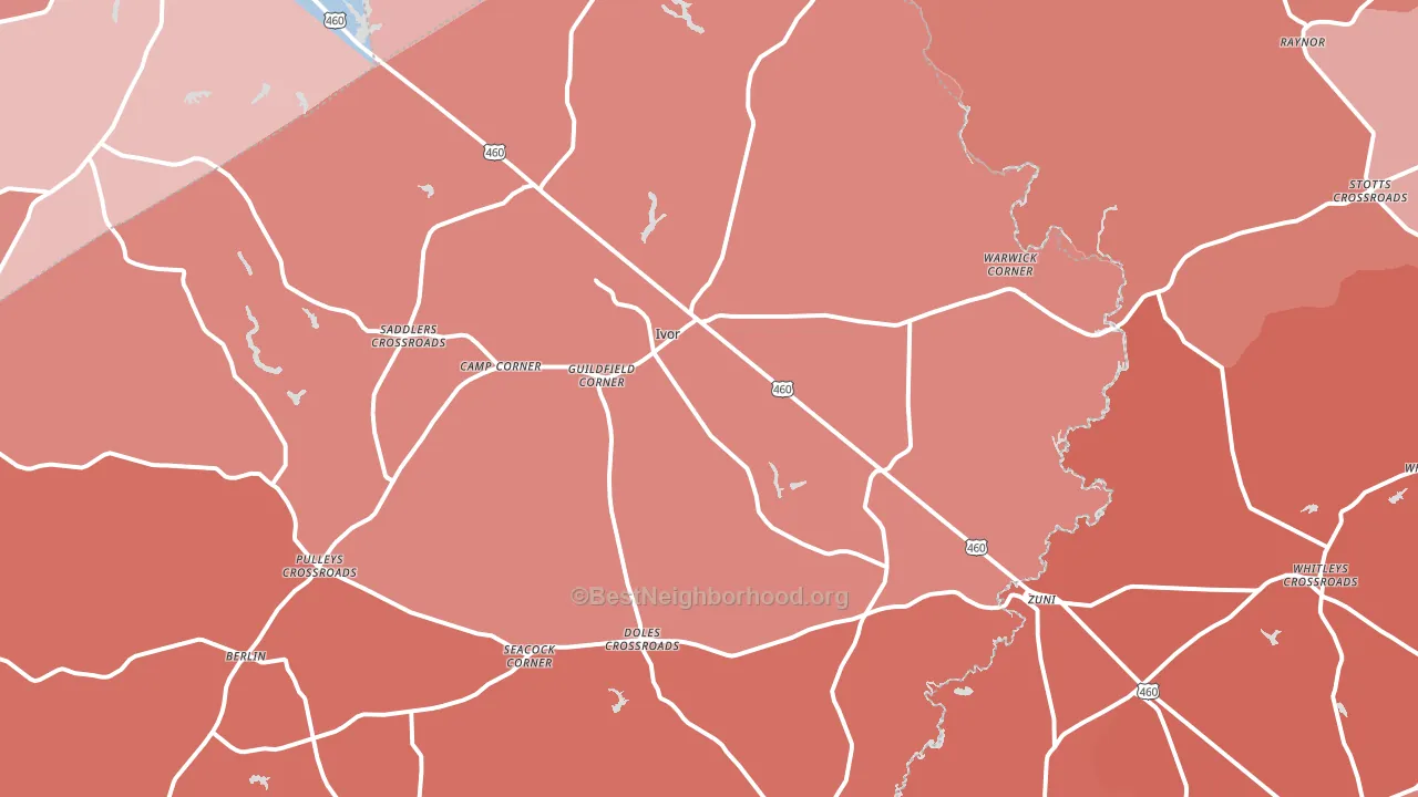 Ivor, VA block-group political-lean map
