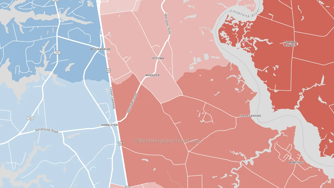 Ivytown, MD block-group political-lean map
