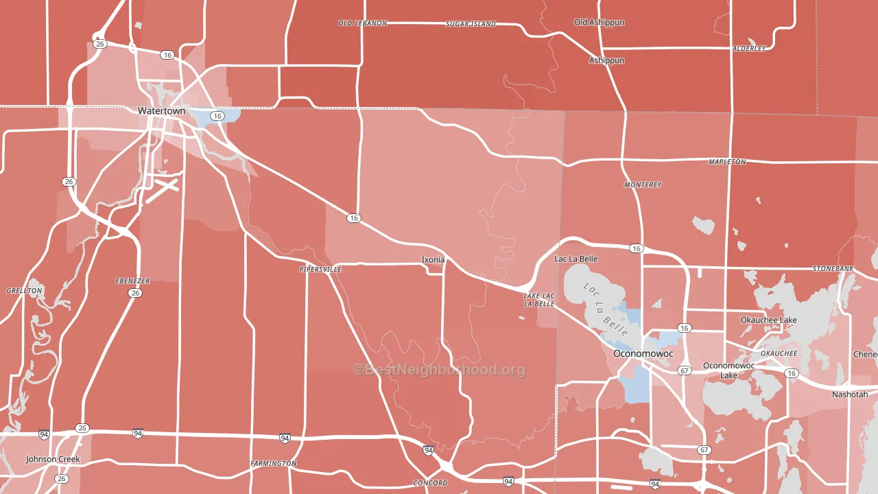 Ixonia, WI block-group political-lean map