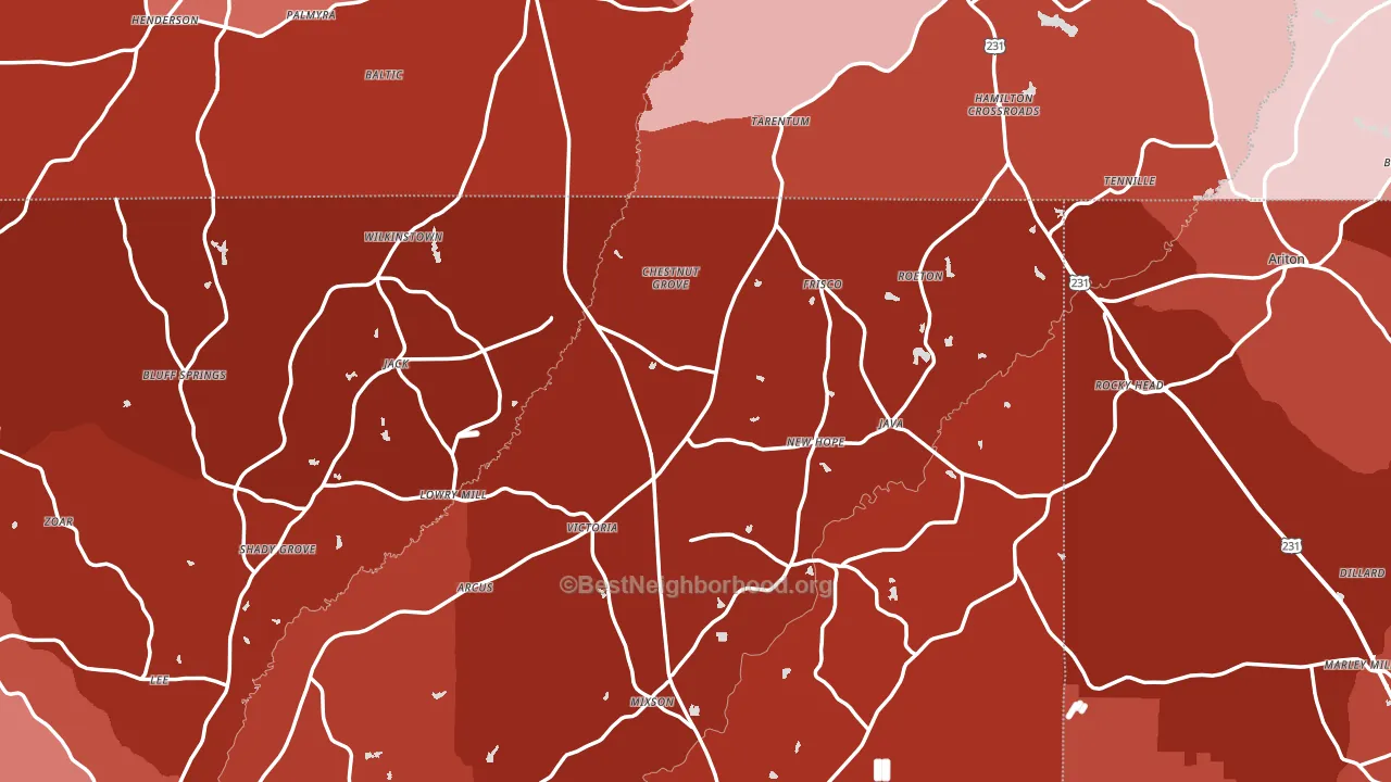 Jack, AL block-group political-lean map