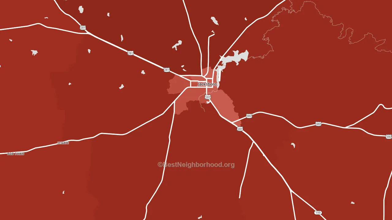 Jack County, TX block-group political-lean map