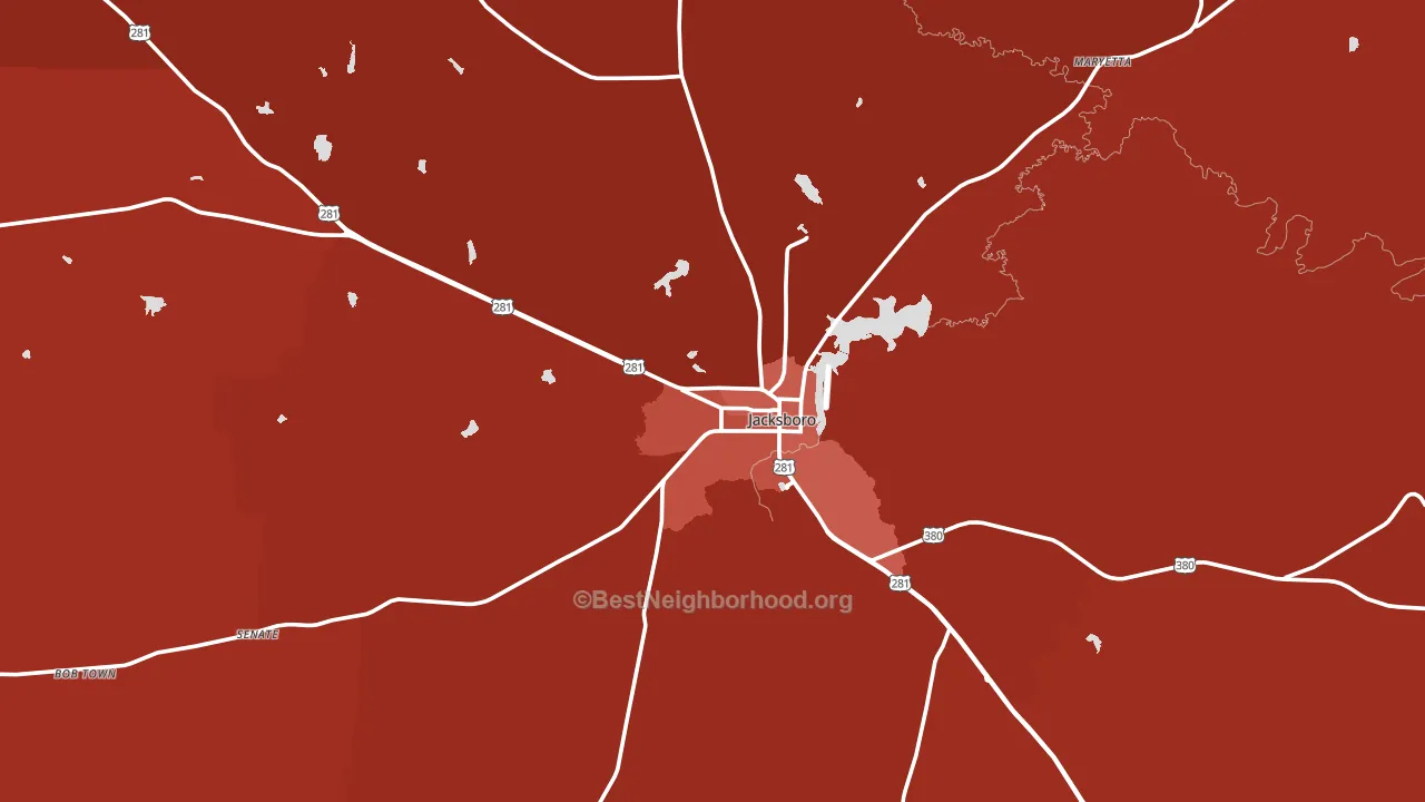 Jacksboro, TX block-group political-lean map