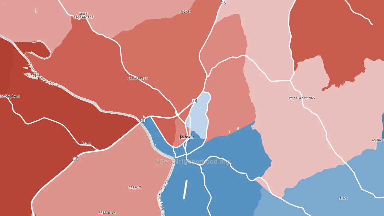 Jackson, AL block-group political-lean map