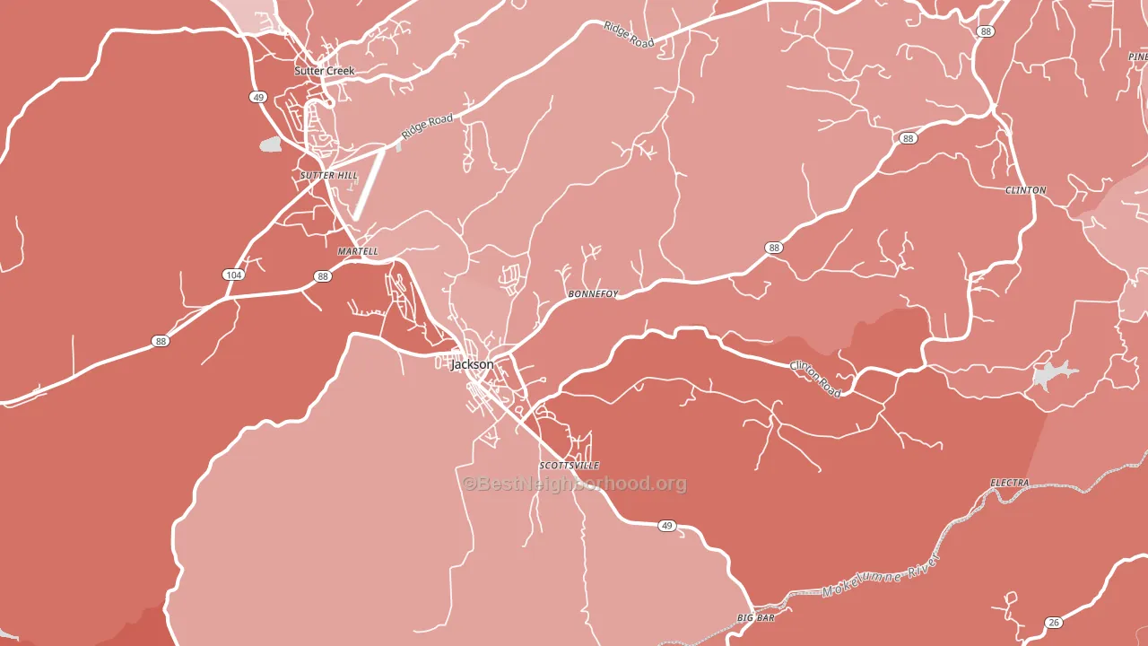 Jackson, CA block-group political-lean map