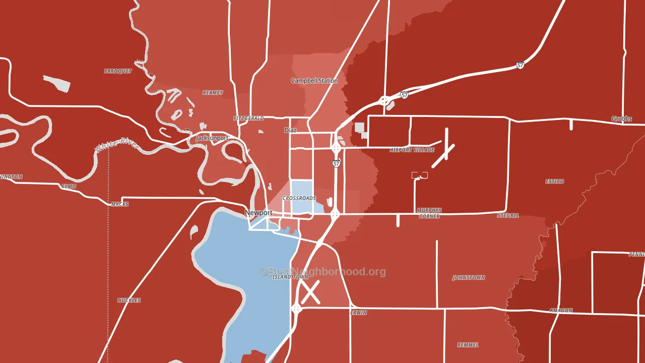 Jackson County, AR block-group political-lean map