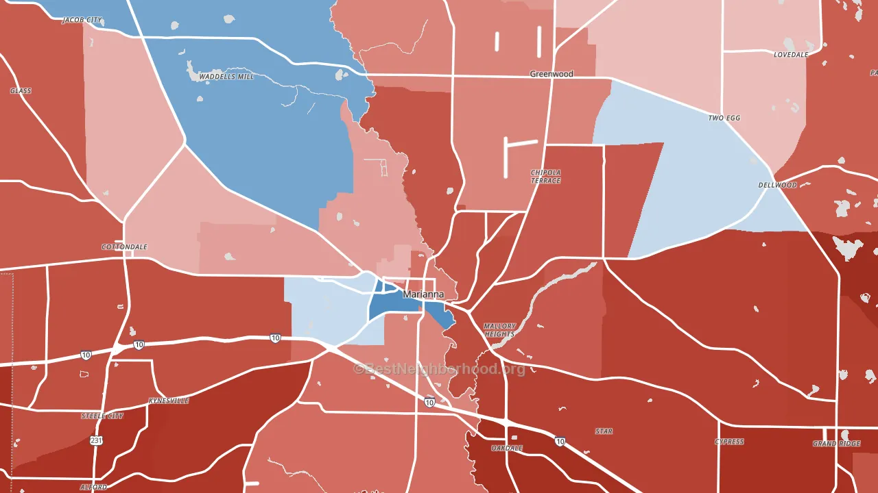 Jackson County, FL block-group political-lean map