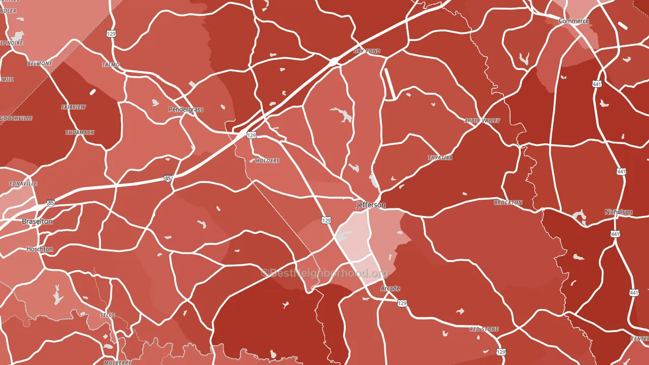 Jackson County, GA block-group political-lean map