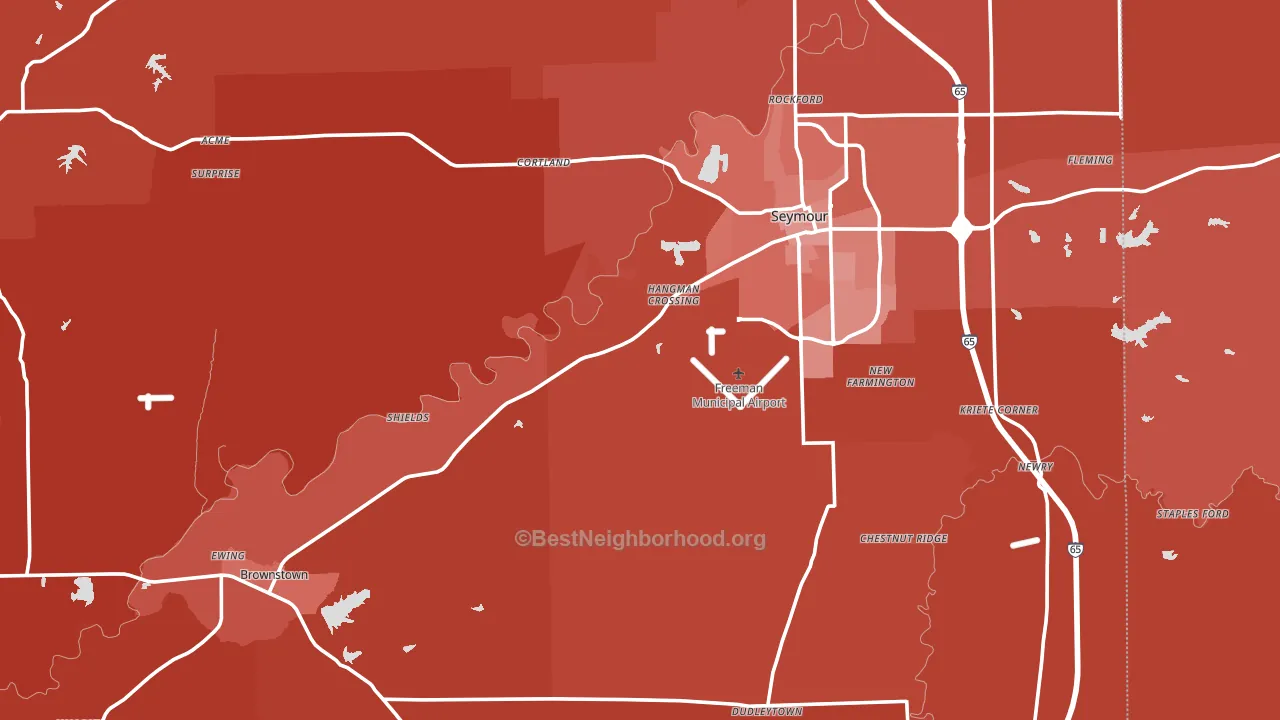 Jackson County, IN block-group political-lean map