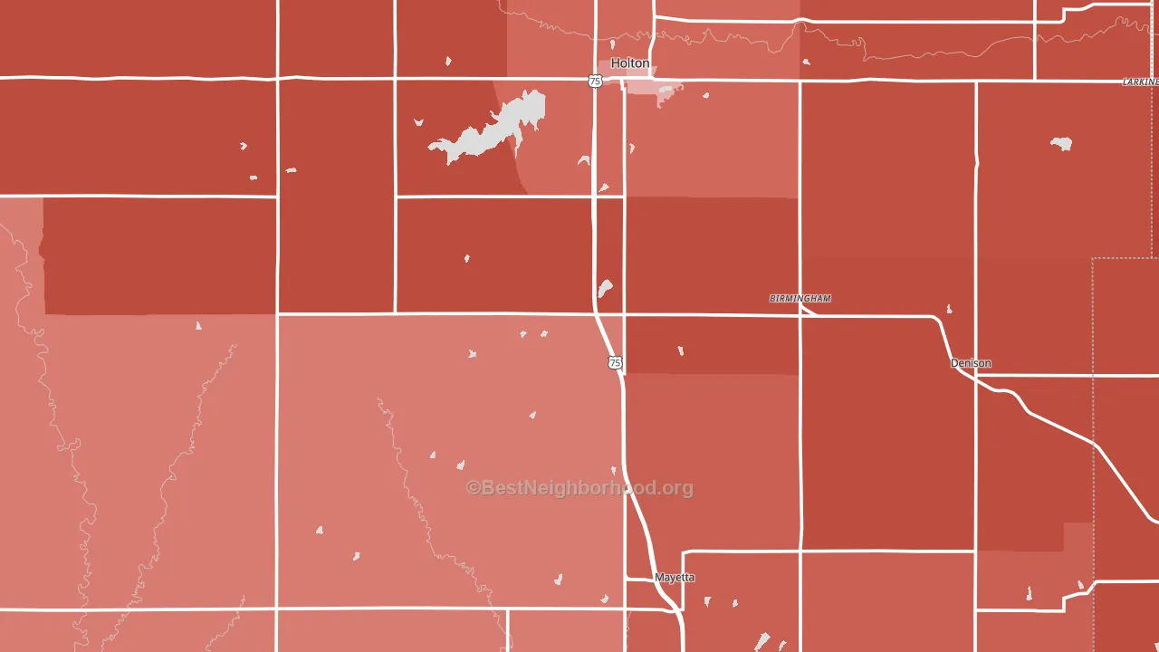 Jackson County, KS block-group political-lean map