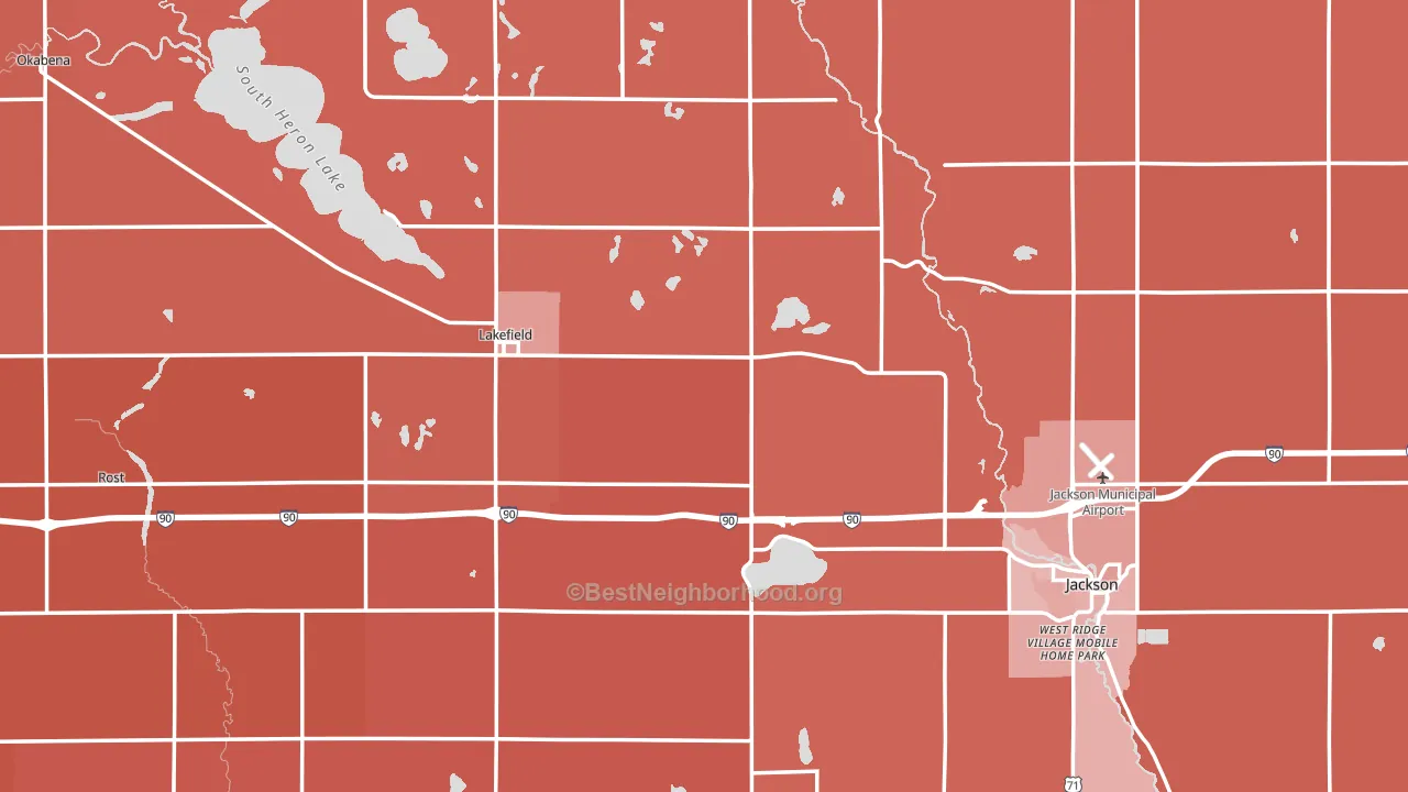 Jackson County, MN block-group political-lean map