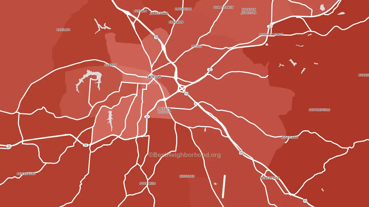 Jackson County, OH block-group political-lean map