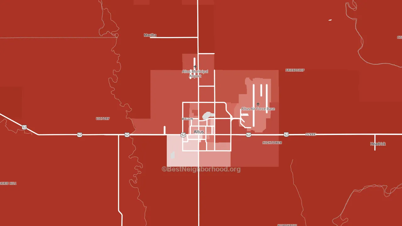 Jackson County, OK block-group political-lean map