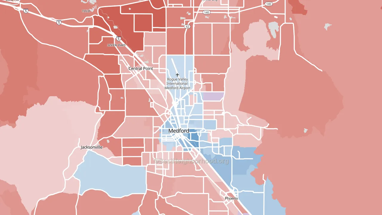 Jackson County, OR block-group political-lean map