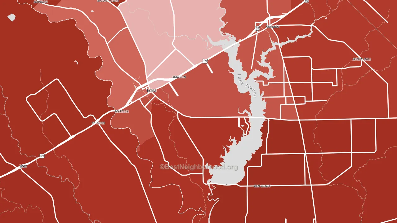 Jackson County, TX block-group political-lean map