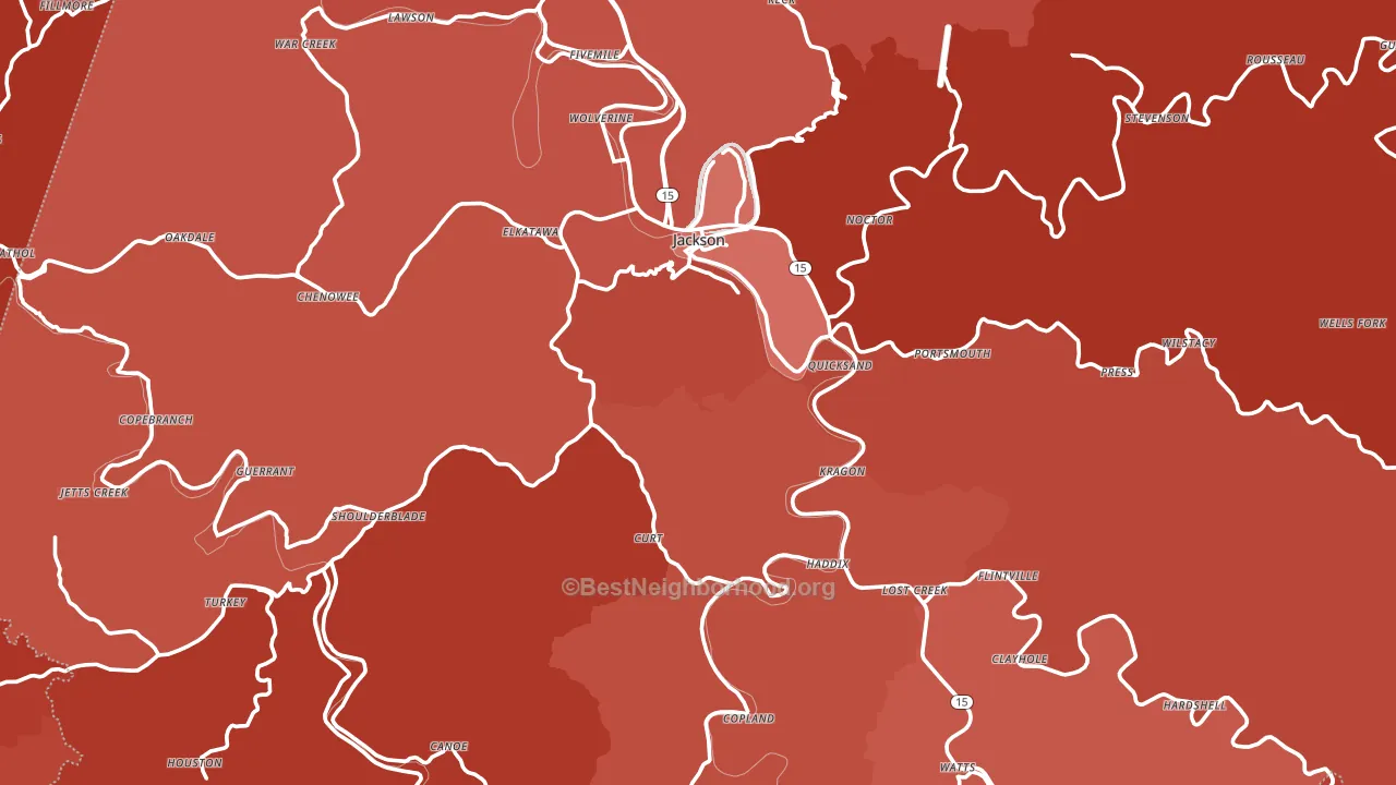 Jackson, KY block-group political-lean map