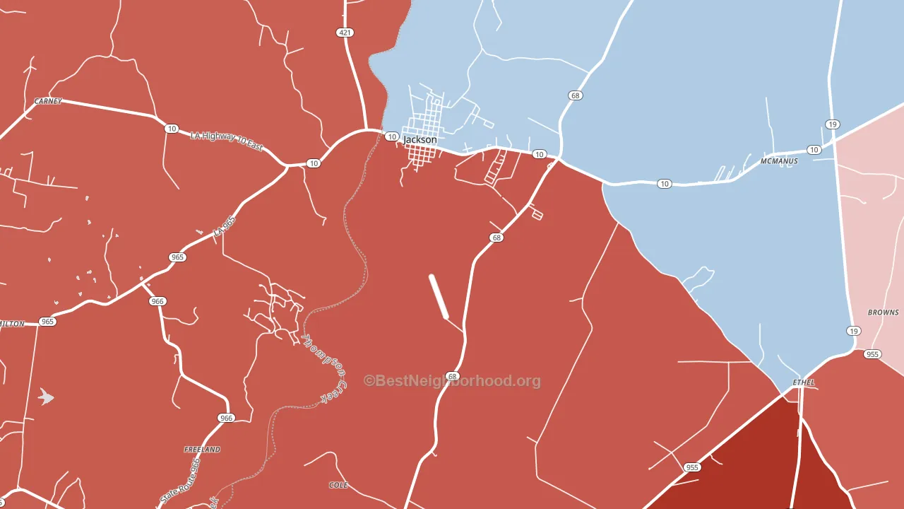 Jackson, LA block-group political-lean map