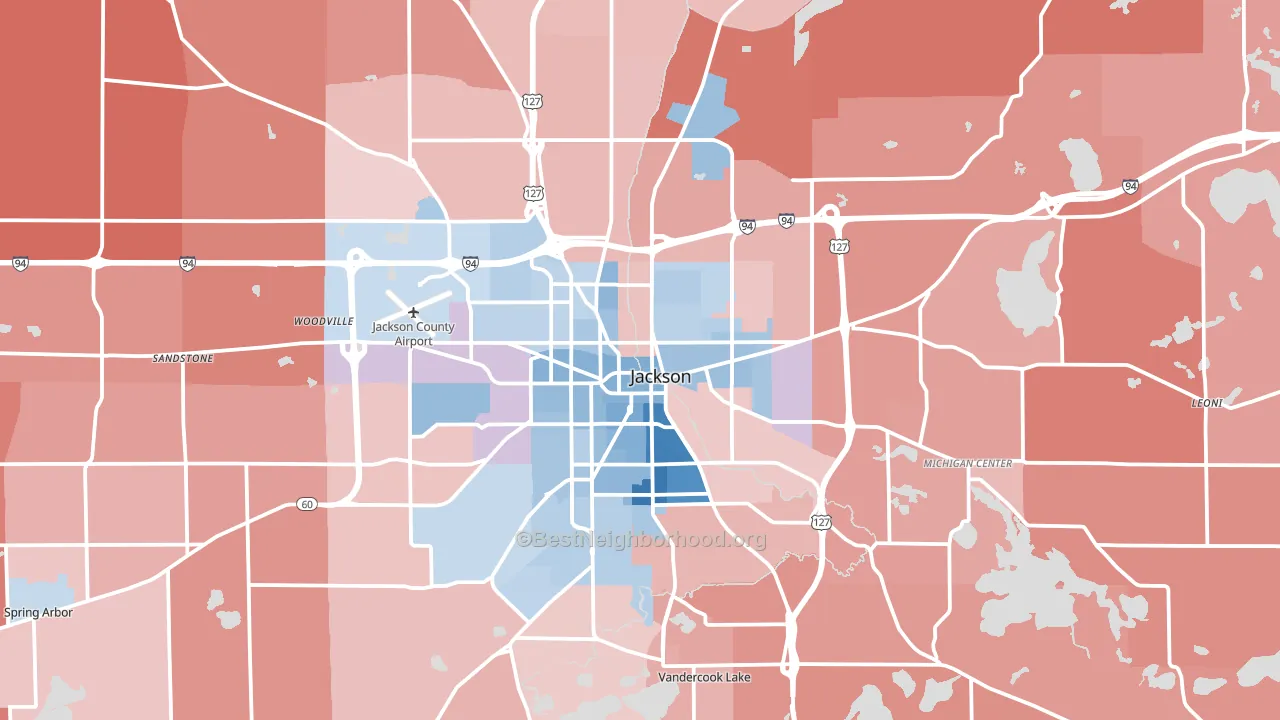 Jackson, MI block-group political-lean map