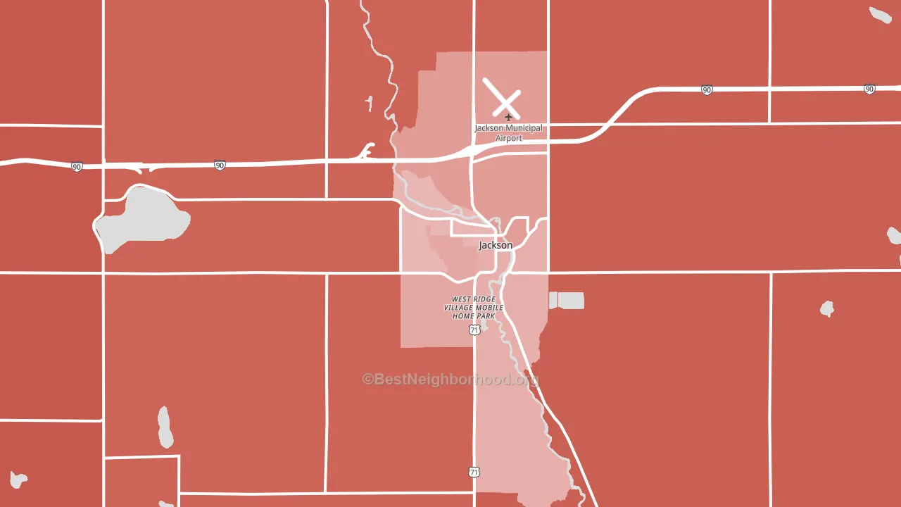 Jackson, MN block-group political-lean map
