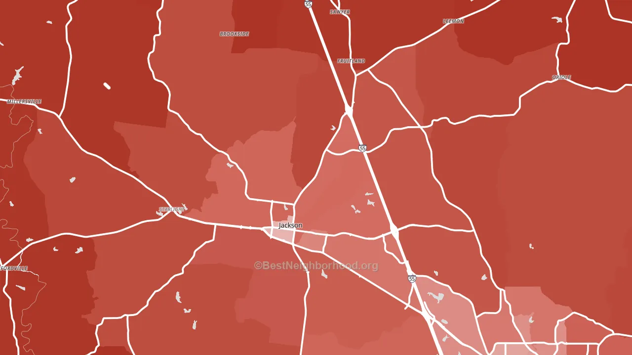 Jackson, MO block-group political-lean map