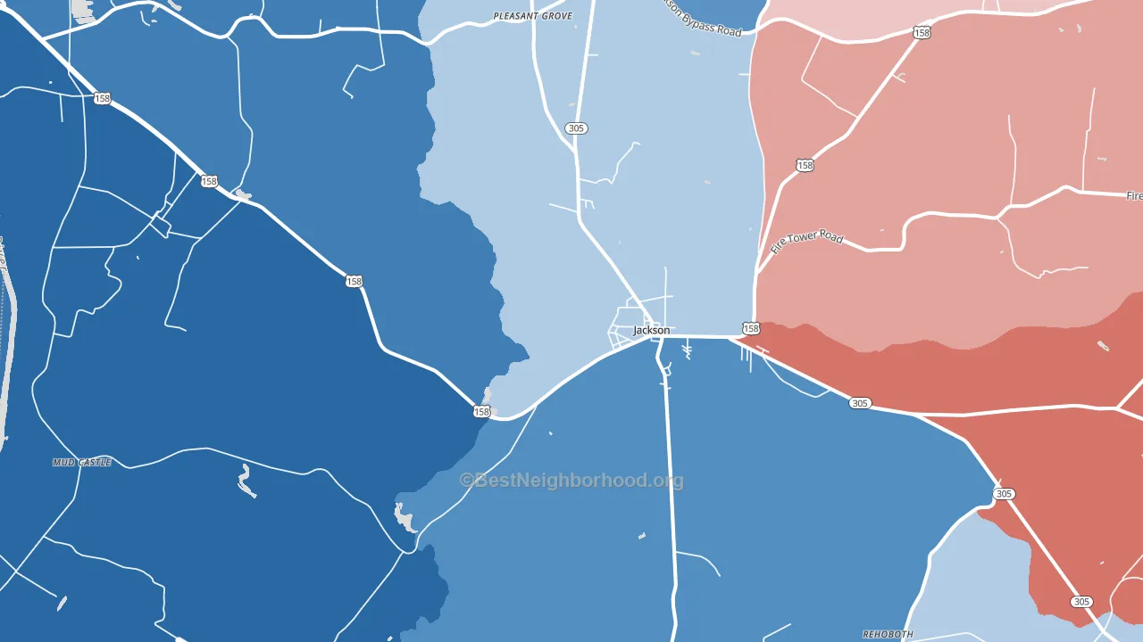 Jackson, NC block-group political-lean map