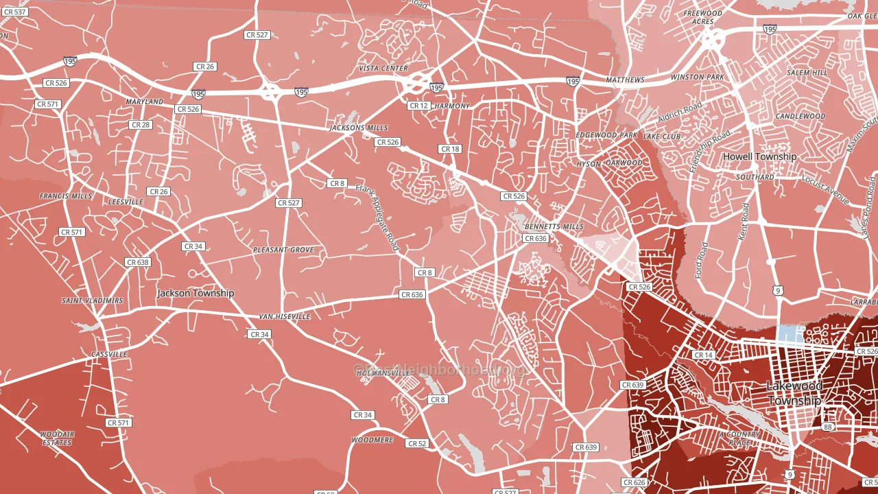 Jackson, NJ block-group political-lean map