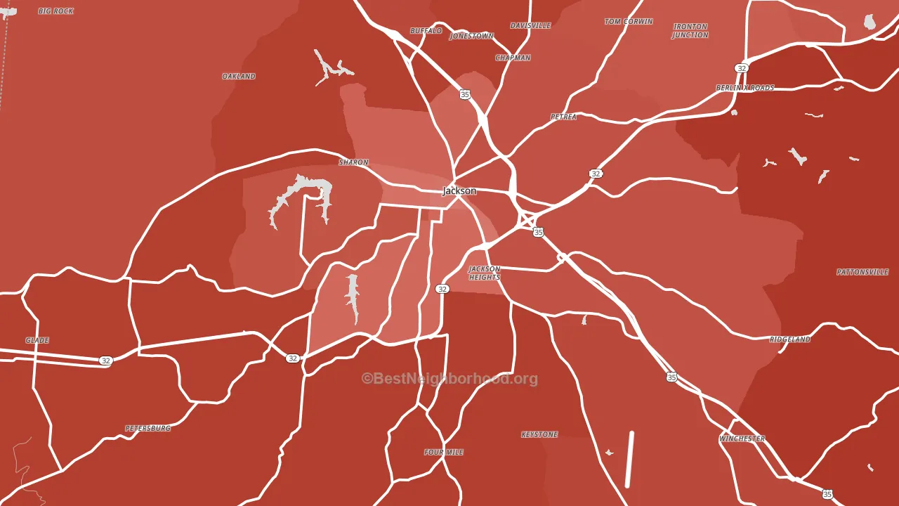 Jackson, OH block-group political-lean map