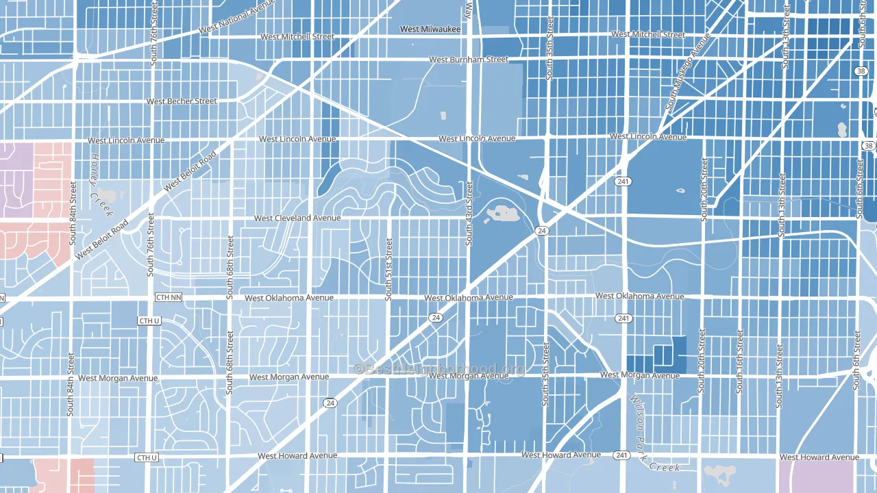Jackson Park, Milwaukee, WI block-group political-lean map