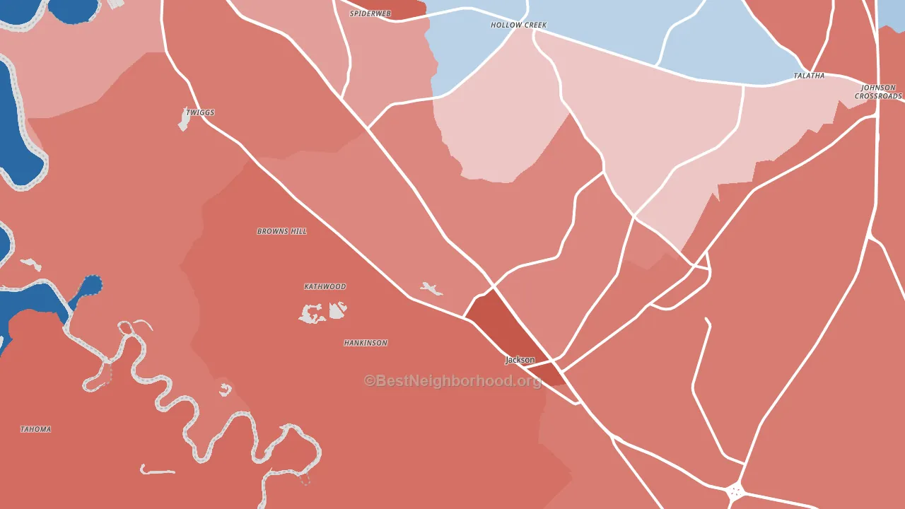 Jackson, SC block-group political-lean map
