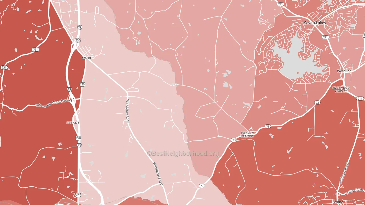 Jackson Springs, NC block-group political-lean map