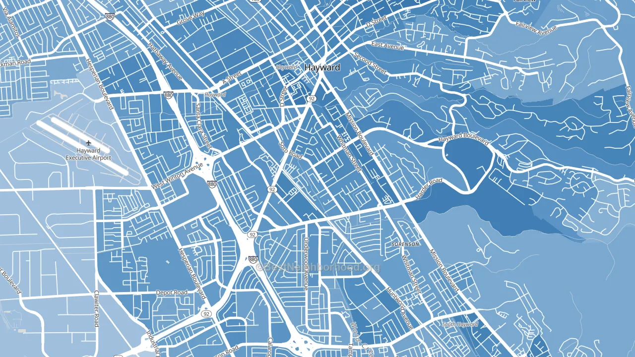 Jackson Triangle, Hayward, CA block-group political-lean map