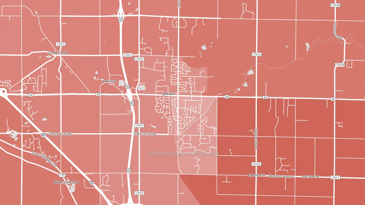 Jackson, WI block-group political-lean map
