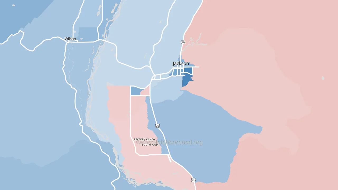Jackson, WY block-group political-lean map