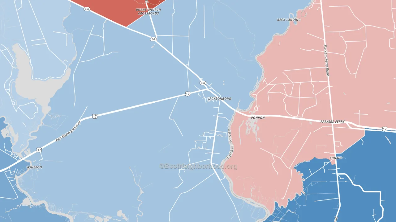 Jacksonboro, SC block-group political-lean map