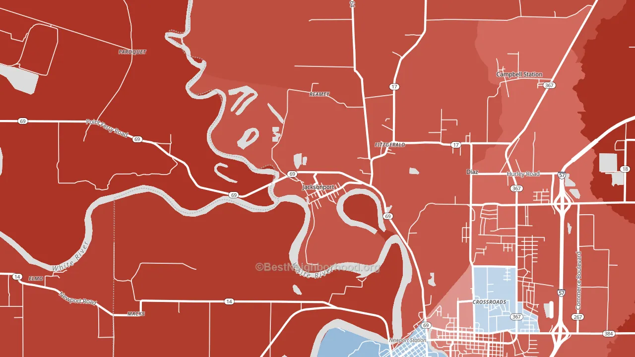 Jacksonport, AR block-group political-lean map