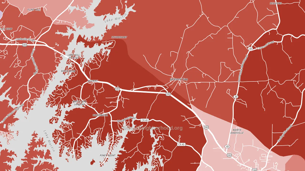 Jacksons' Gap, AL block-group political-lean map