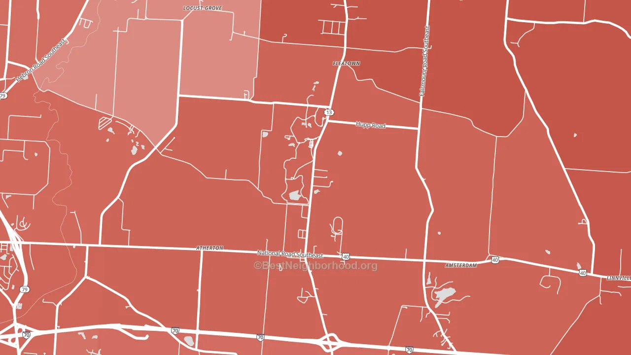 Jacksontown, OH block-group political-lean map