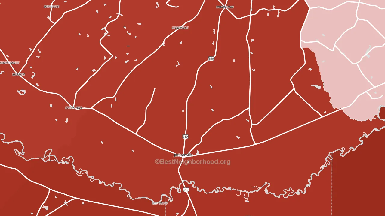 Jacksonville, GA block-group political-lean map