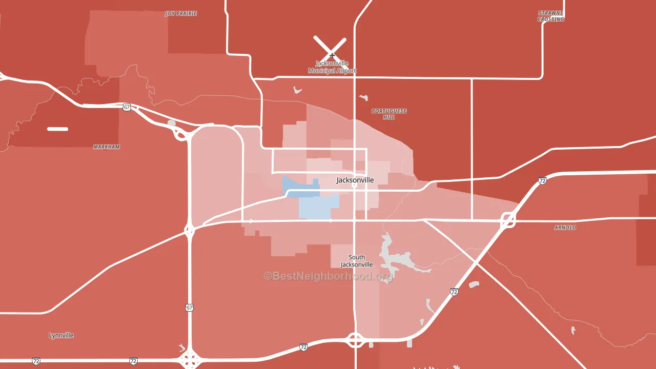 Jacksonville, IL block-group political-lean map