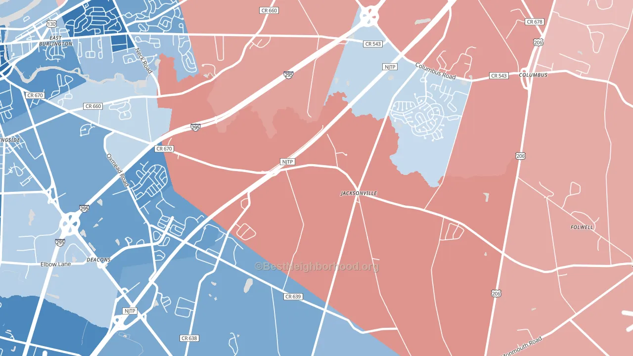 Jacksonville, NJ block-group political-lean map