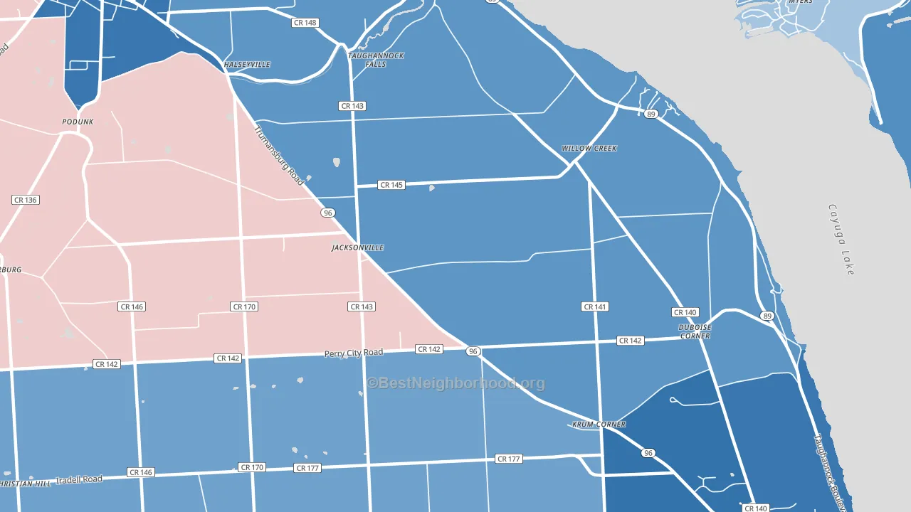Jacksonville, NY block-group political-lean map