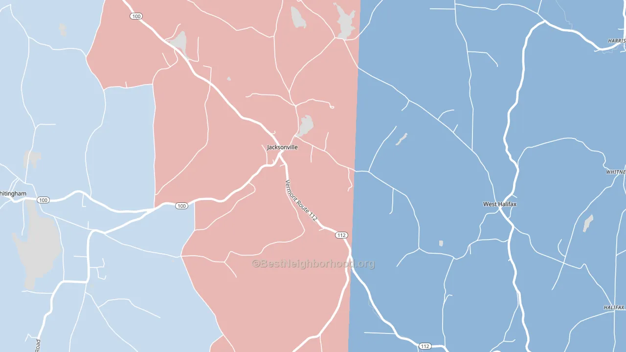 Jacksonville, VT block-group political-lean map