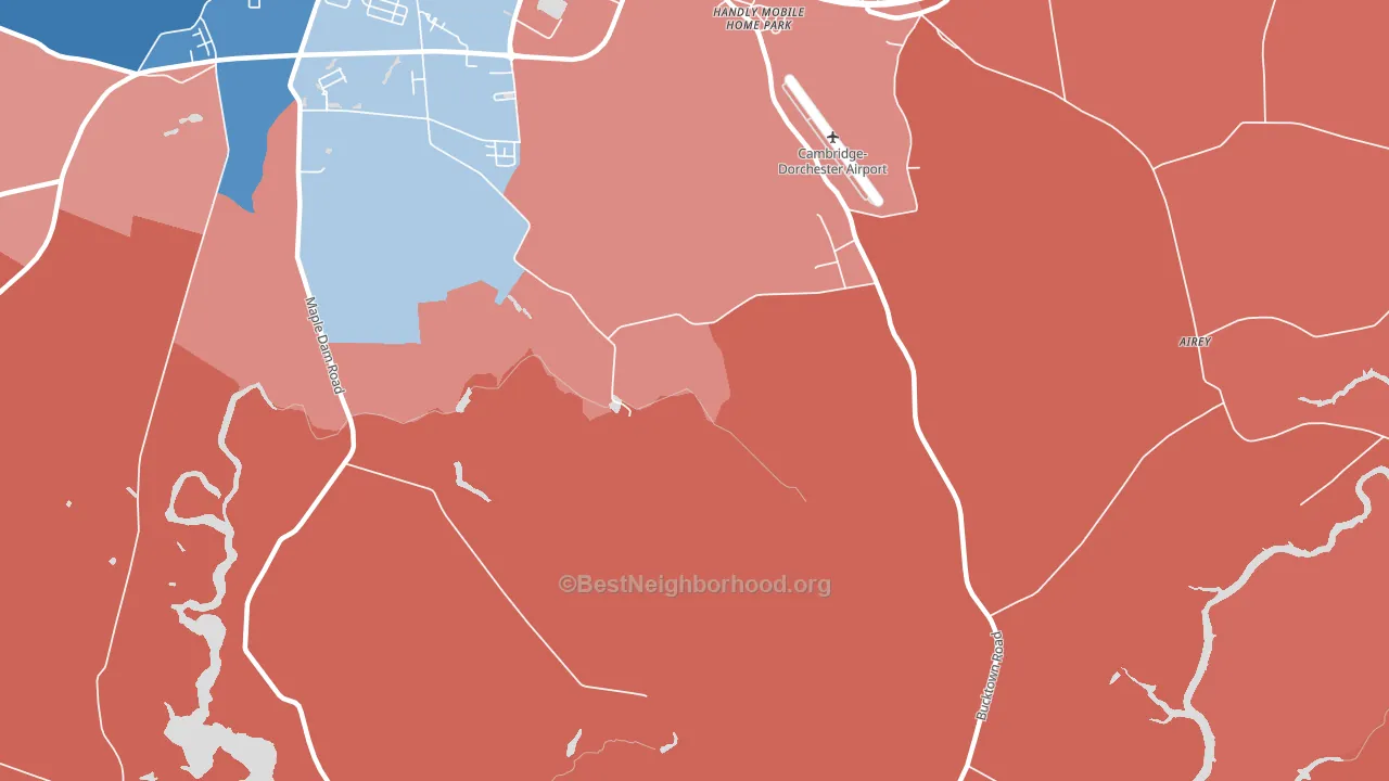 Jacktown, MD block-group political-lean map
